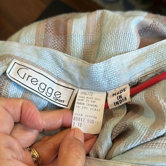 Vintage 80s Gregge Sport Light Blue & Tan Plaid Pleated Full Midi Skirt - Picture 6 of 9